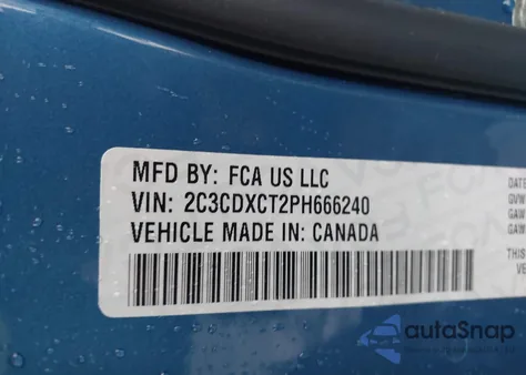 2023 Dodge Charger R/T z USA, uszkodzony, nr VIN 2C3CDXCT2PH666240